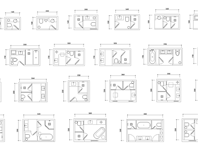 现代卫生间 现代卫生间 卫生间平面图 施工图