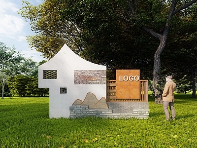 新中式景观导视 造型文化导视墙 乡村乡土景墙