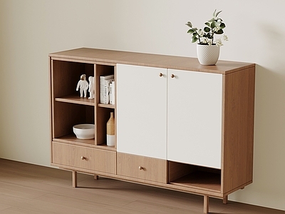 原木风储物柜 侘寂中古餐边柜