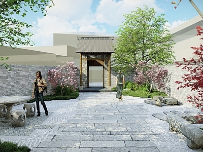 新中式乡村庭院 故居 中式老建筑 中式别墅 中式庭院 老石板