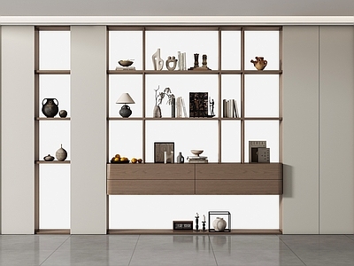 现代简约储物柜 现代储物柜  背景柜  书籍摆件组合  装饰柜  书柜茶柜