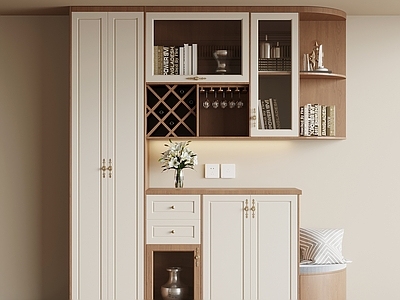 奶油风储物柜 侘寂中古风玄关柜