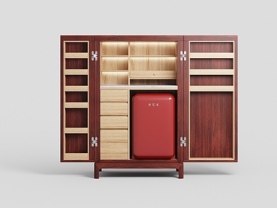 新中式冰箱柜 酒柜 实木酒柜 橱柜 餐边柜