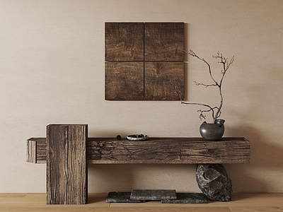 侘寂条案 侘寂端景条案 老木头条案 木板挂件