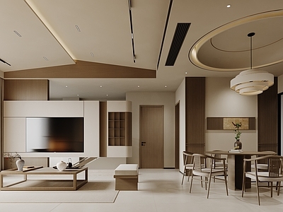 新中式大平层客餐厅