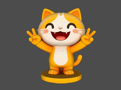 卡通Q版虚拟人物 猫动物雕塑
