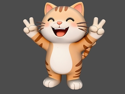 卡通萌系虚拟人物 猫动物雕塑