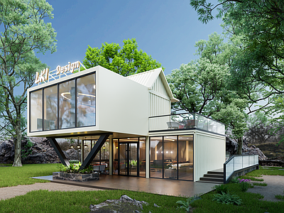 现代简约餐饮建筑 集装箱 集装箱咖啡店 集装箱奶茶店 集装箱商业街 餐饮建筑