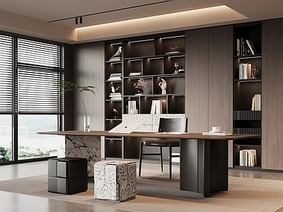 现代极简书房