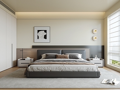 现代简约主卧 现代意式卧室 主卧 次卧