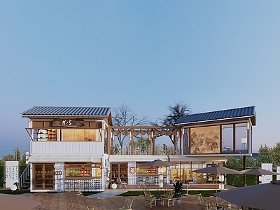 新中式餐饮建筑 茶室 集装箱 古风 餐饮