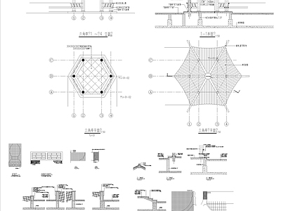 现代亭子 古建景观亭 施工图