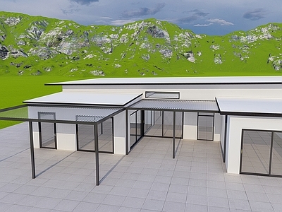 现代主义别墅凉亭 翻转百叶凉亭