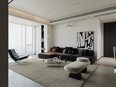 极简黑白灰客厅 现代客厅 黑白灰客厅 现代极简客厅