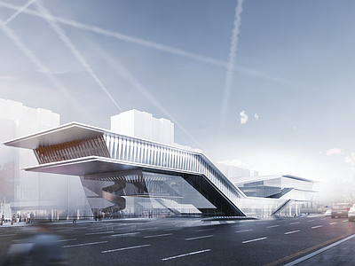 现代主义售楼处建筑 现代售楼处 城市展厅