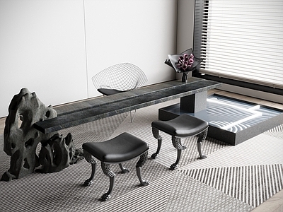 新中式茶室 吧台茶桌椅