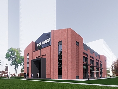 新工业风农贸市场 多层邻里中心 多层农贸市场 红砖菜市场 商业建筑 办公建筑