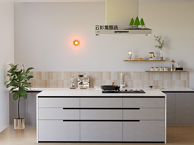 现代简约直播间 厨房直播间 现代直播间 开放式厨房