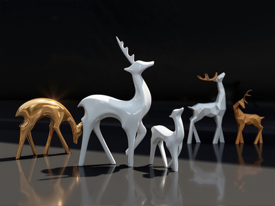 现代简约雕塑摆件 鹿雕塑 鹿小品