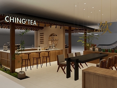 新中式茶叶店 新中式多金点位 屋檐 商场店 客座区 奶茶店