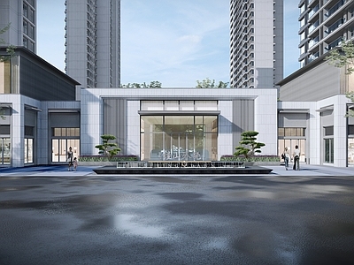 新中式小区建筑 住宅大门 住宅入口 住宅景观
