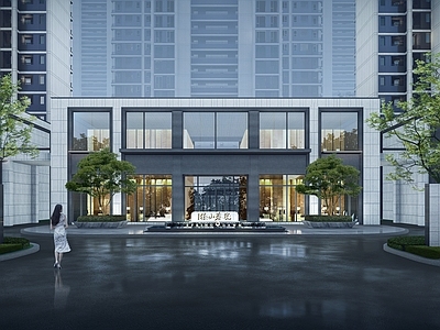 现代简约小区建筑 住宅大门 住宅入口z 住宅景观