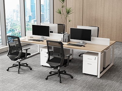 现代简约办公桌椅 现代办公桌椅 公共办公区 职员工位