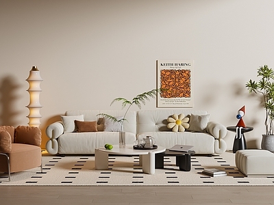 奶油风沙发组合