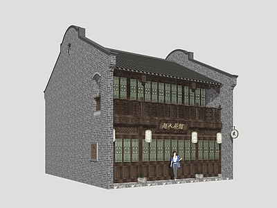 新中式餐饮建筑 民俗商业街 仿古商业建筑 新中式商业建筑