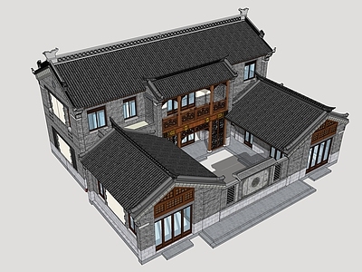 新中式四合院 彝族四合院 四合院民居 别墅大院