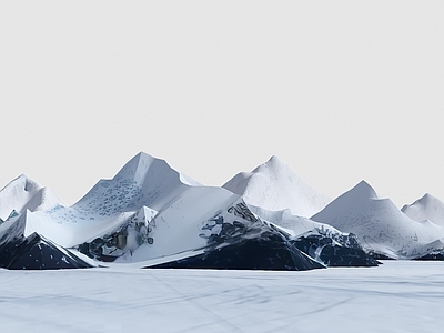 极简主义塑山地形 雪山 山脉  现代雪山 远山 雪景山