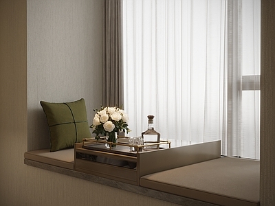 现代简约家居阳台 现代轻奢飘窗台柜