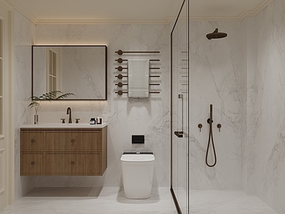 奶油风卫生间 美式卫生间