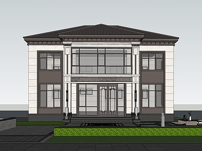 新中式独栋别墅 新中式自建别墅 新中式自建房 自建二层别墅 自建房带院