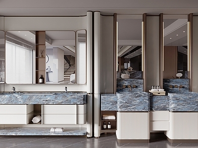 意式轻奢浴室柜 浴室柜 干湿分离卫生间 洗手台 双盆浴室柜 镜柜