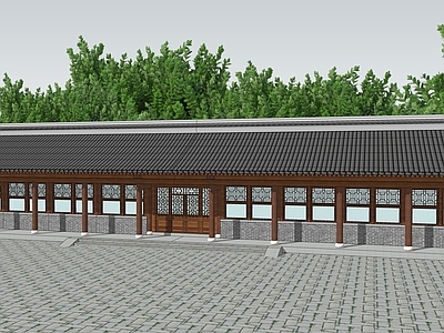 新中式乡村民房 传统仿古建筑  硬山顶民房