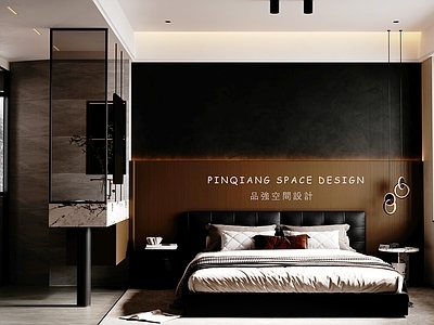 意式极简黑白灰卧室