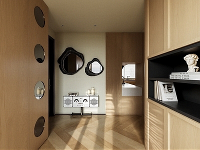 原木风玄关 玄关鞋柜 原木风玄关 玄关摆柜