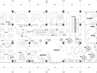 办公大堂 总部办公平面方案 办公大楼 会议室 电话亭 休闲沙发 施工图