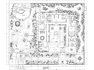 新中式庭院 雅香苑平面图 新中式四合院 别墅 新中式庭院 庭院水景 施工图