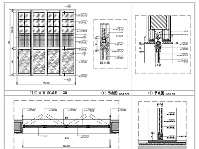 玻璃门节点 阳台平开门 玻璃双开门 门 门节点 施工图