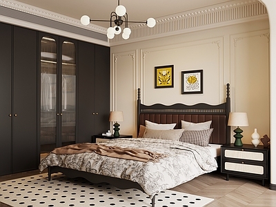 中古风次卧 法式复古风卧室