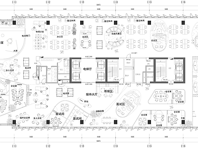 极简开放办公室 办公空间平面方案 活动室 洽谈室 会议室 总经理室 施工图