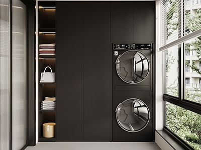 极简洗衣机柜 现代意式家居阳台