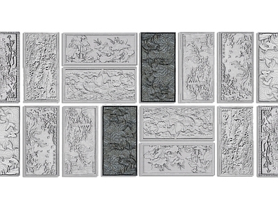 新中式雕花 白鹤石浮雕 白鹤石雕花壁画 山水壁画浮雕 浮雕壁画墙刻