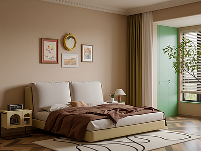 中古风主卧 床头柜卧室主卧