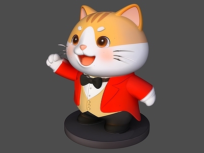 卡通拟人化风格虚拟人物 猫IP形象雕塑