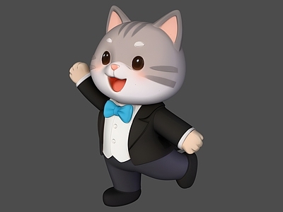 卡通拟人虚拟人物 猫IP形象雕塑