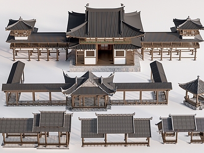 新中式古建筑 中式景观廊架  中式长廊   仿古长廊