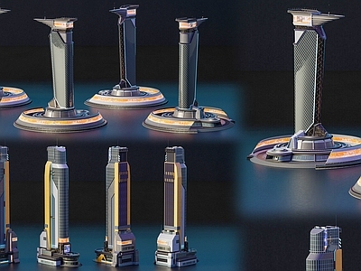 未来主义风格建筑 赛博朋克建筑 科幻建筑 商业建筑 城市建筑